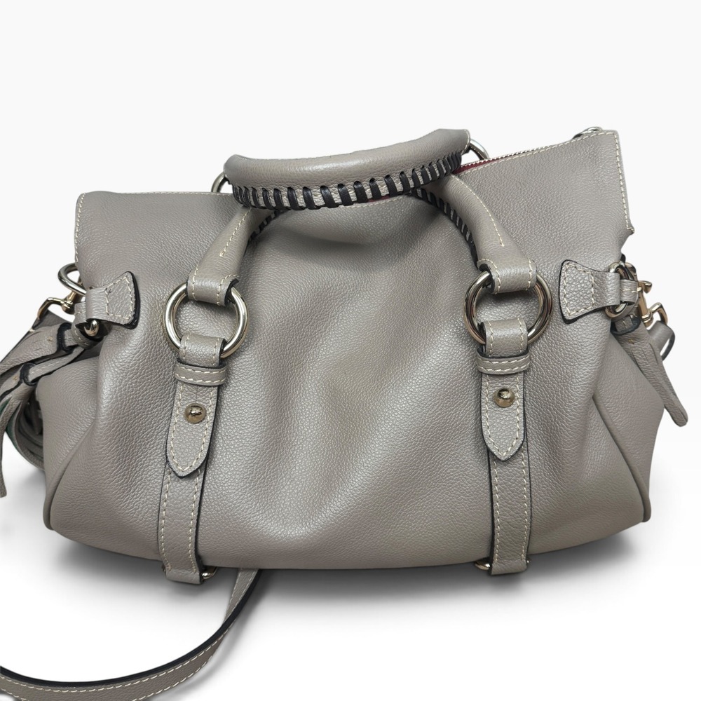 Dooney & Bourke Pebble Leather Satchel & Wallet Set Women Taupe Tassel Crossbody - Picture 2 of 16